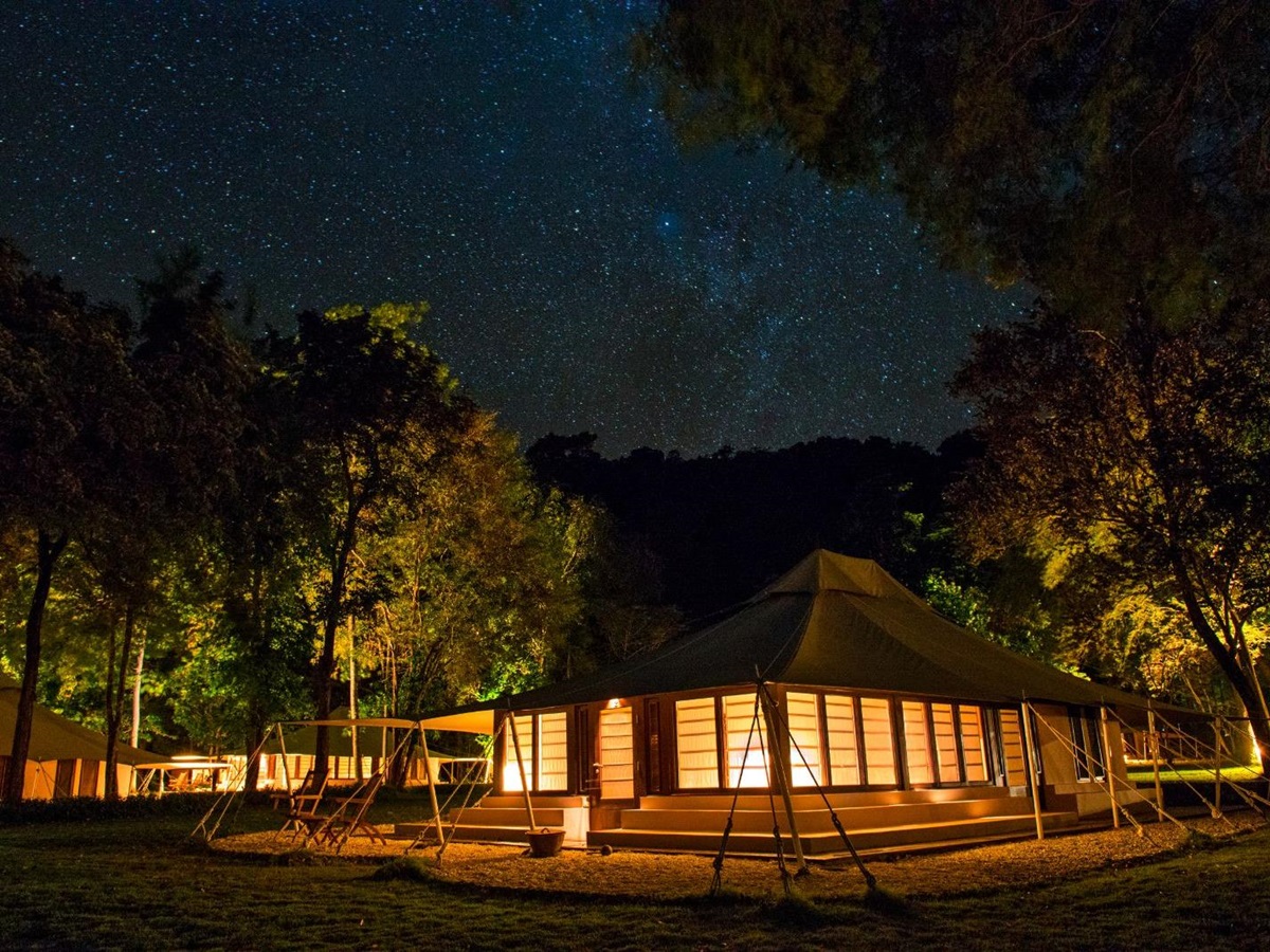 A Jungle Tent underneath the stars at Amanwana on Moyo Island
