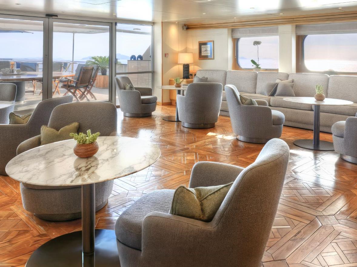 Lounge onboard the Aqua Blu in Indonesia