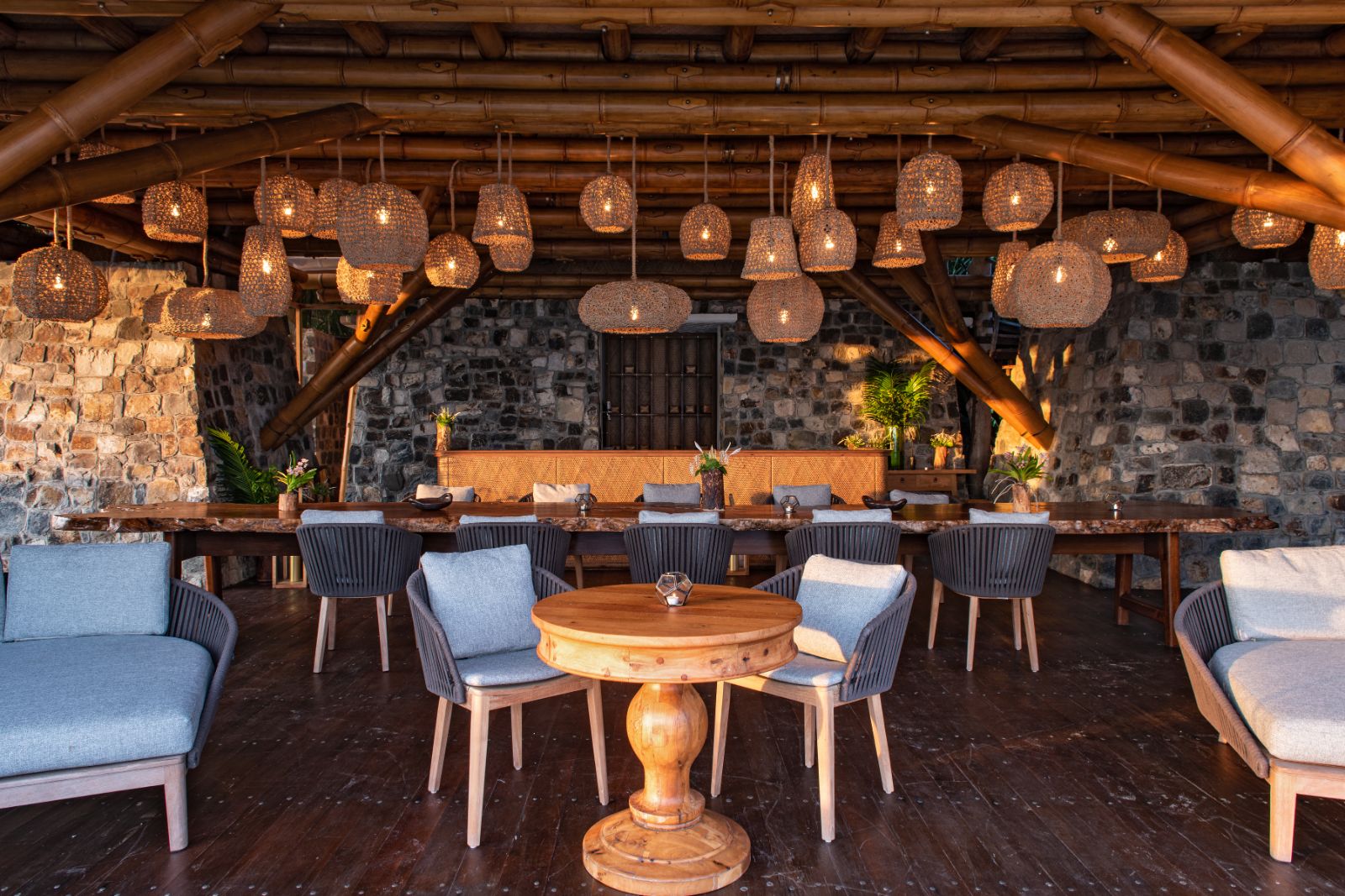 Restaurant area in the club house at Bawah Reserve in Indonesia
