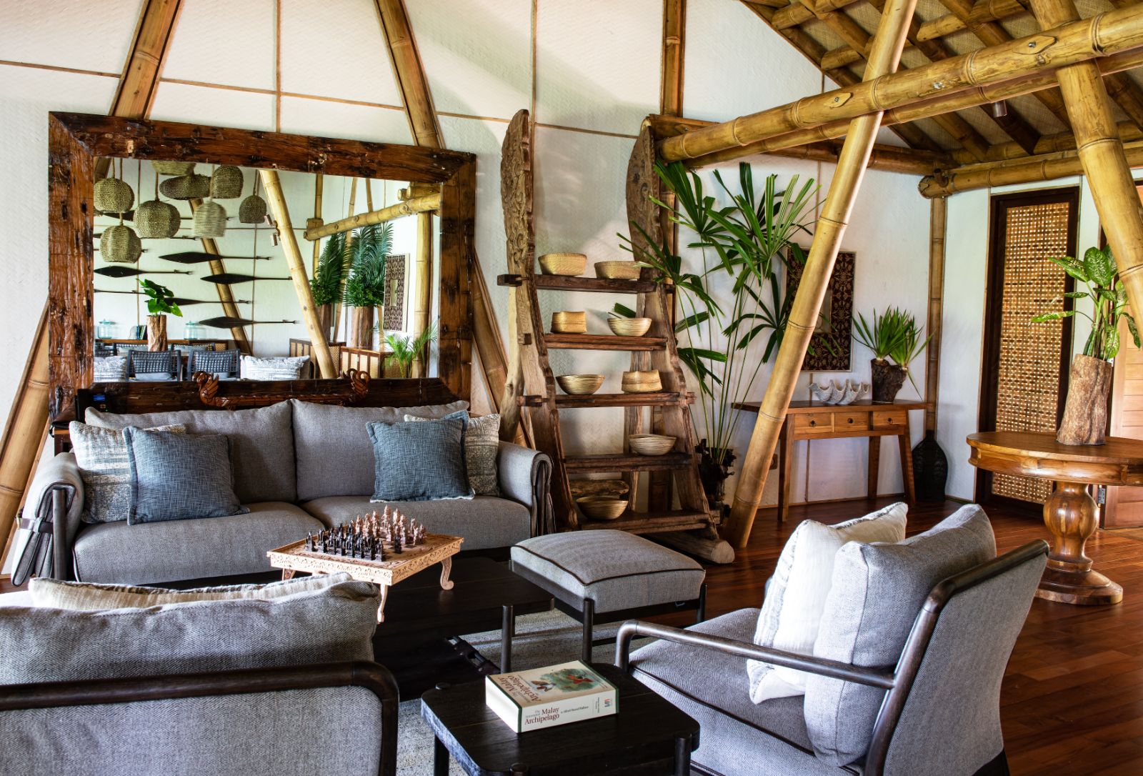 Lounge area in at lodge at Bawah Reserve, Indonesia