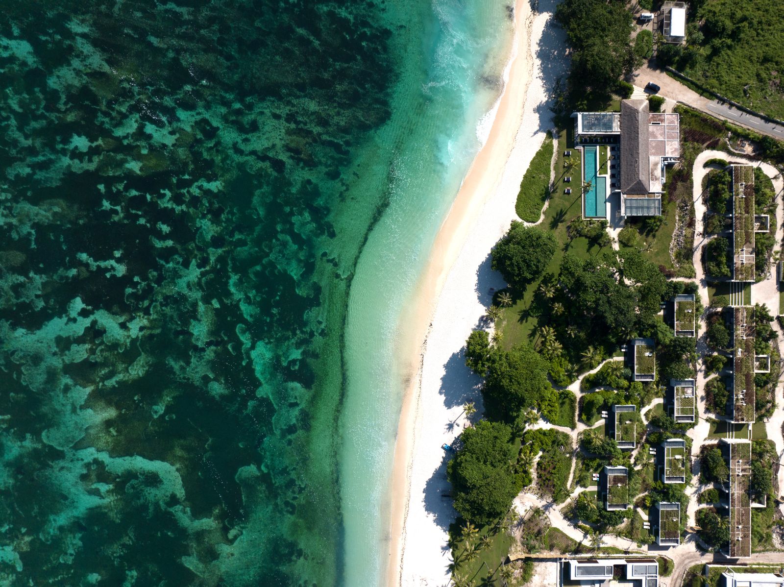 Aerial view of Cap Karoso resort on the island of Sumba in Indonesia