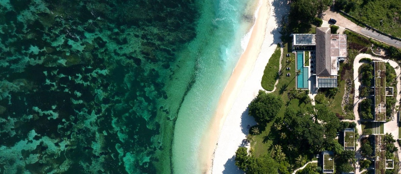 Aerial view of Cap Karoso resort on the island of Sumba in Indonesia