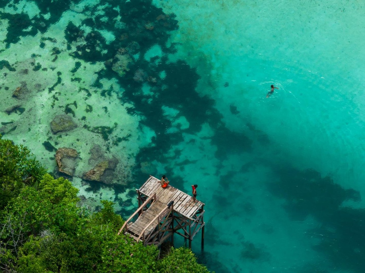 Aerial view of the coast at Cap Karoso resort on the island of Sumba in Indonesia
