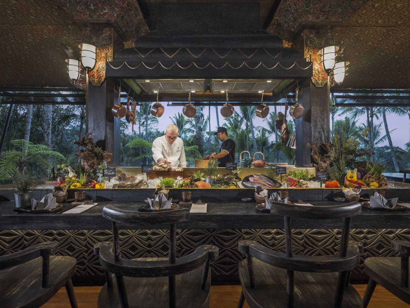 Live cooking station at the Capella Ubud in Bali