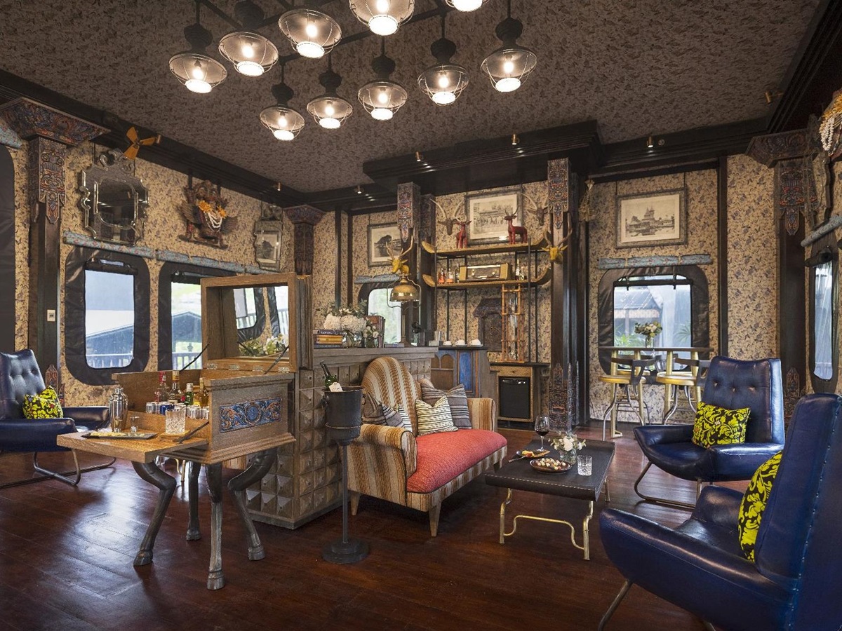 The Officer's Station lounge at the Capella Ubud in Bali