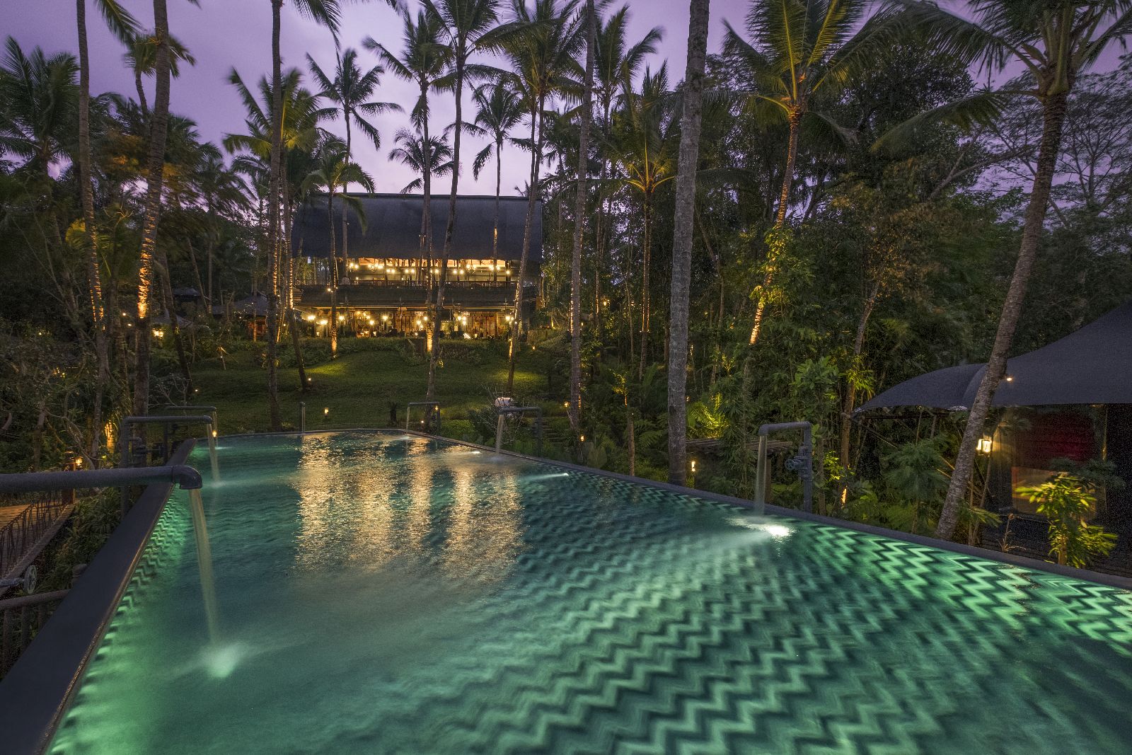 The swimming pool at the Capella Ubud in Bali