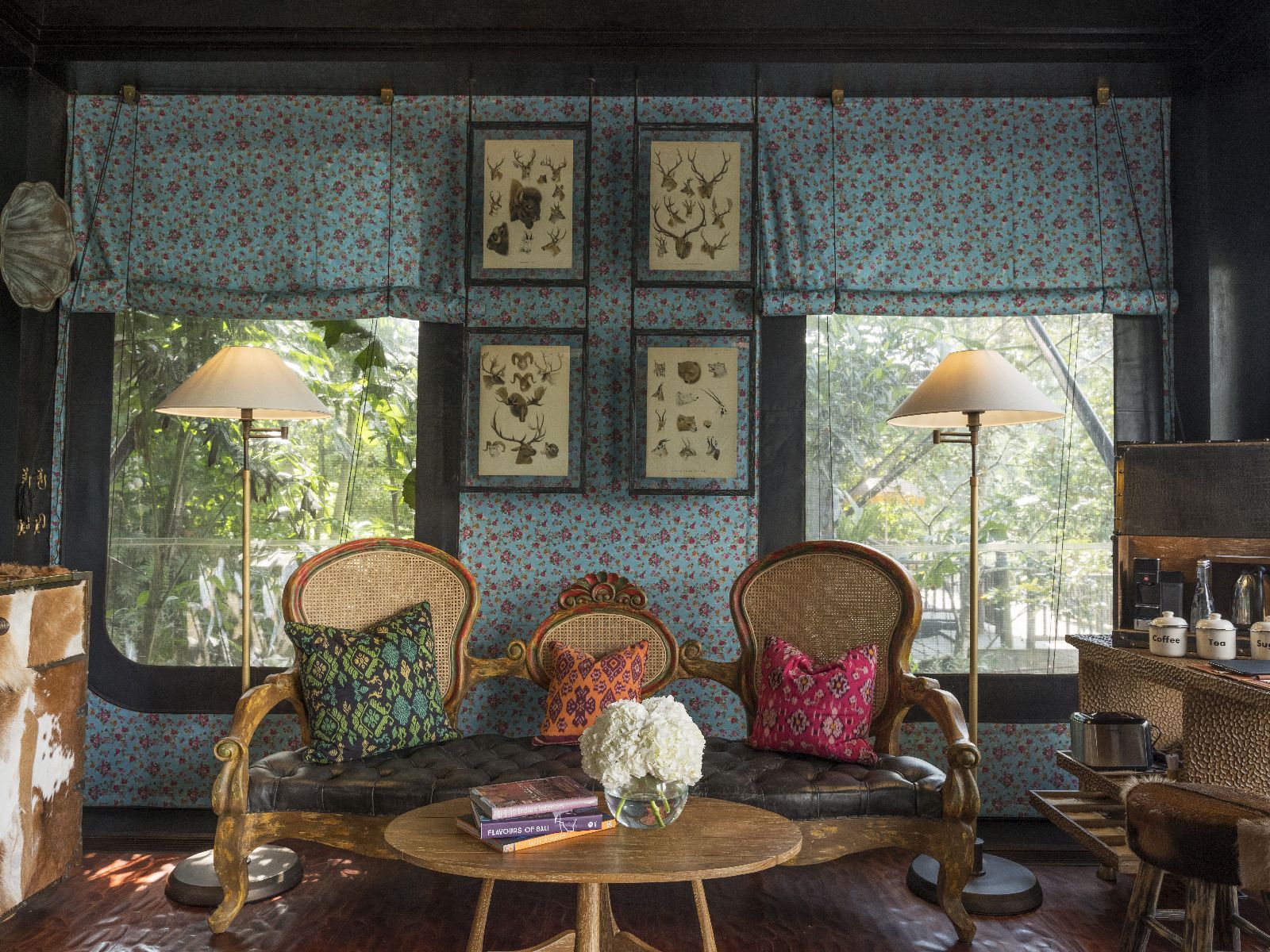 Colourful tent interiors at the Capella Ubud in Bali