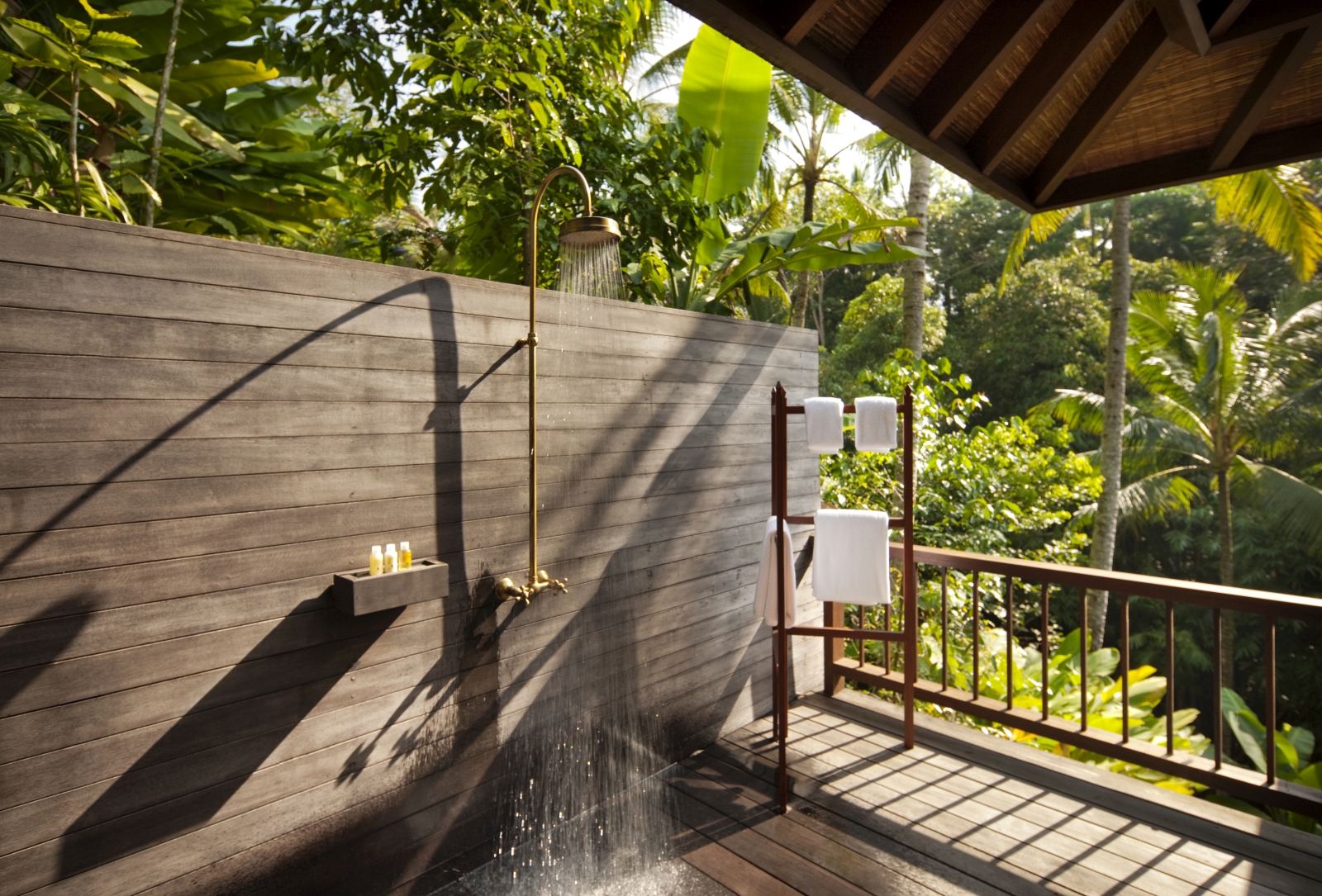 Outdoor shower overlooking the jungle