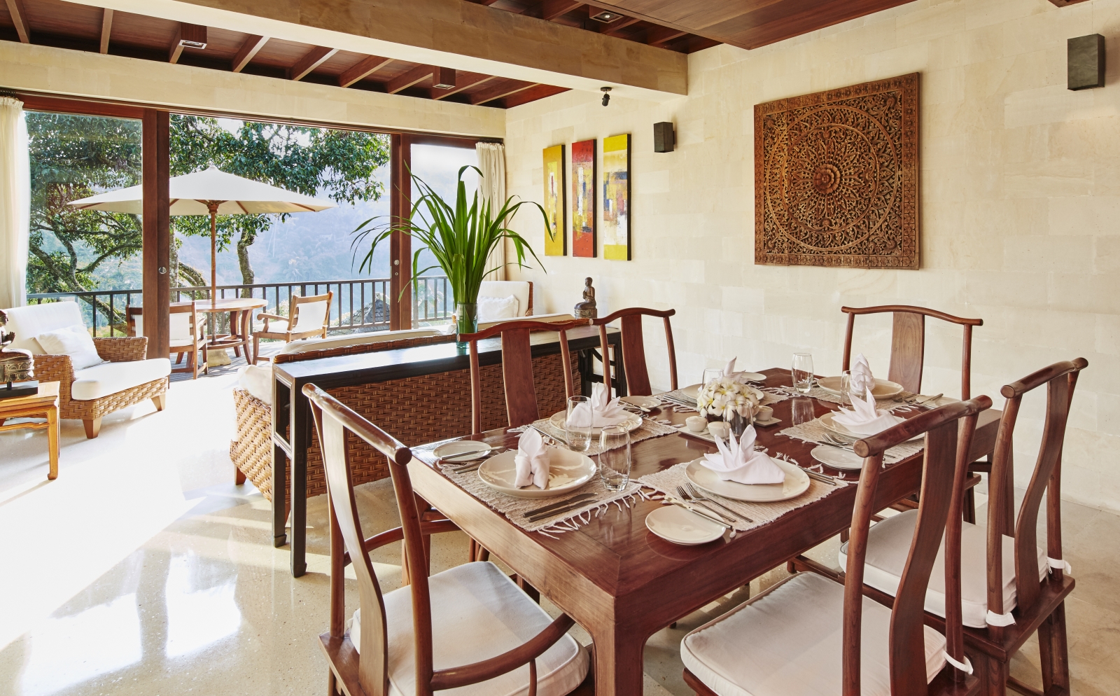 In villa dining at Sukma Taru villa