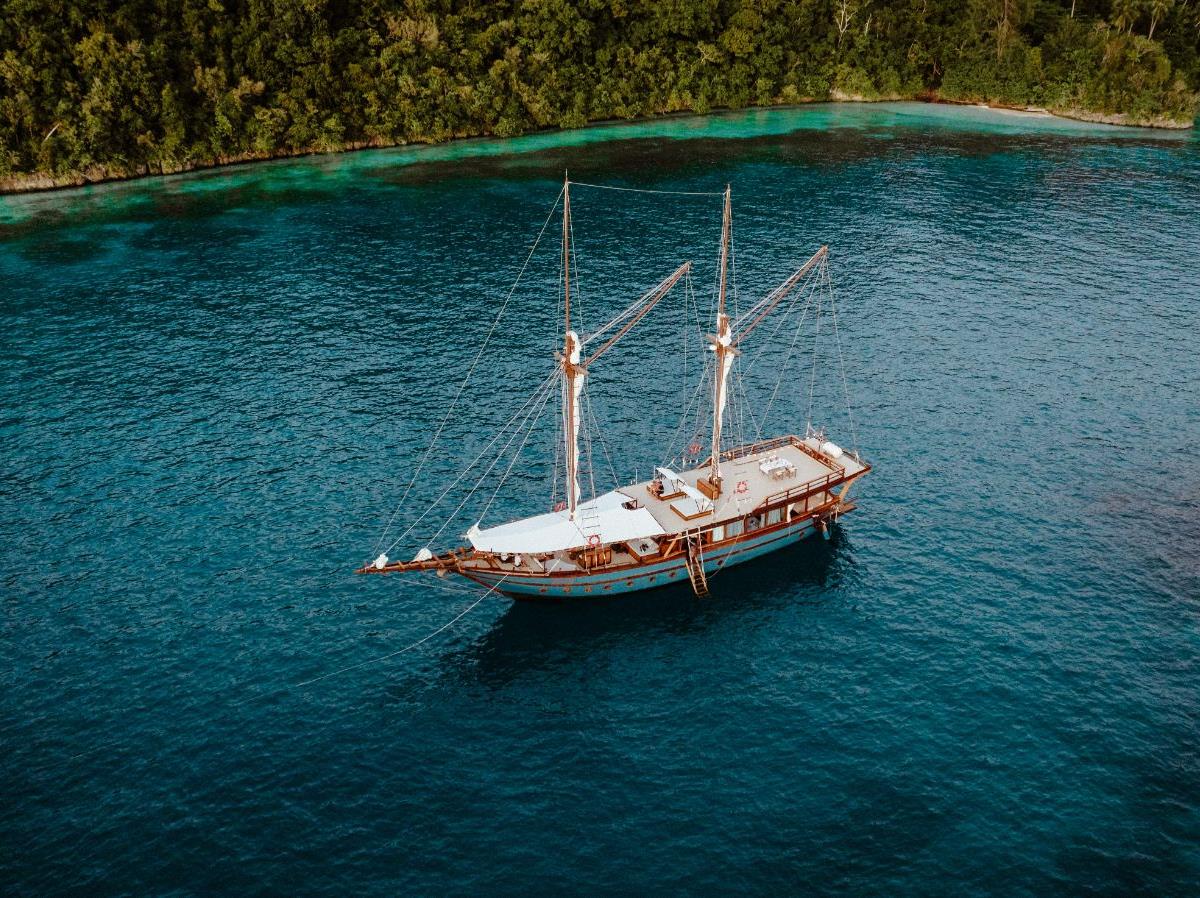 Aerial view of the Dewata phinisi in Indonesia