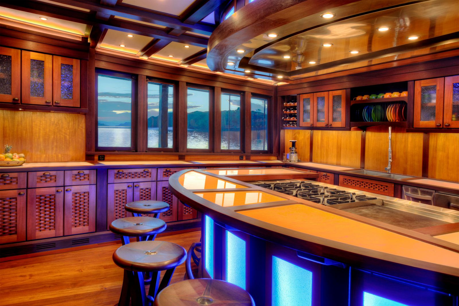 Bar area on the Dunia Baru phinisi in Indonesia