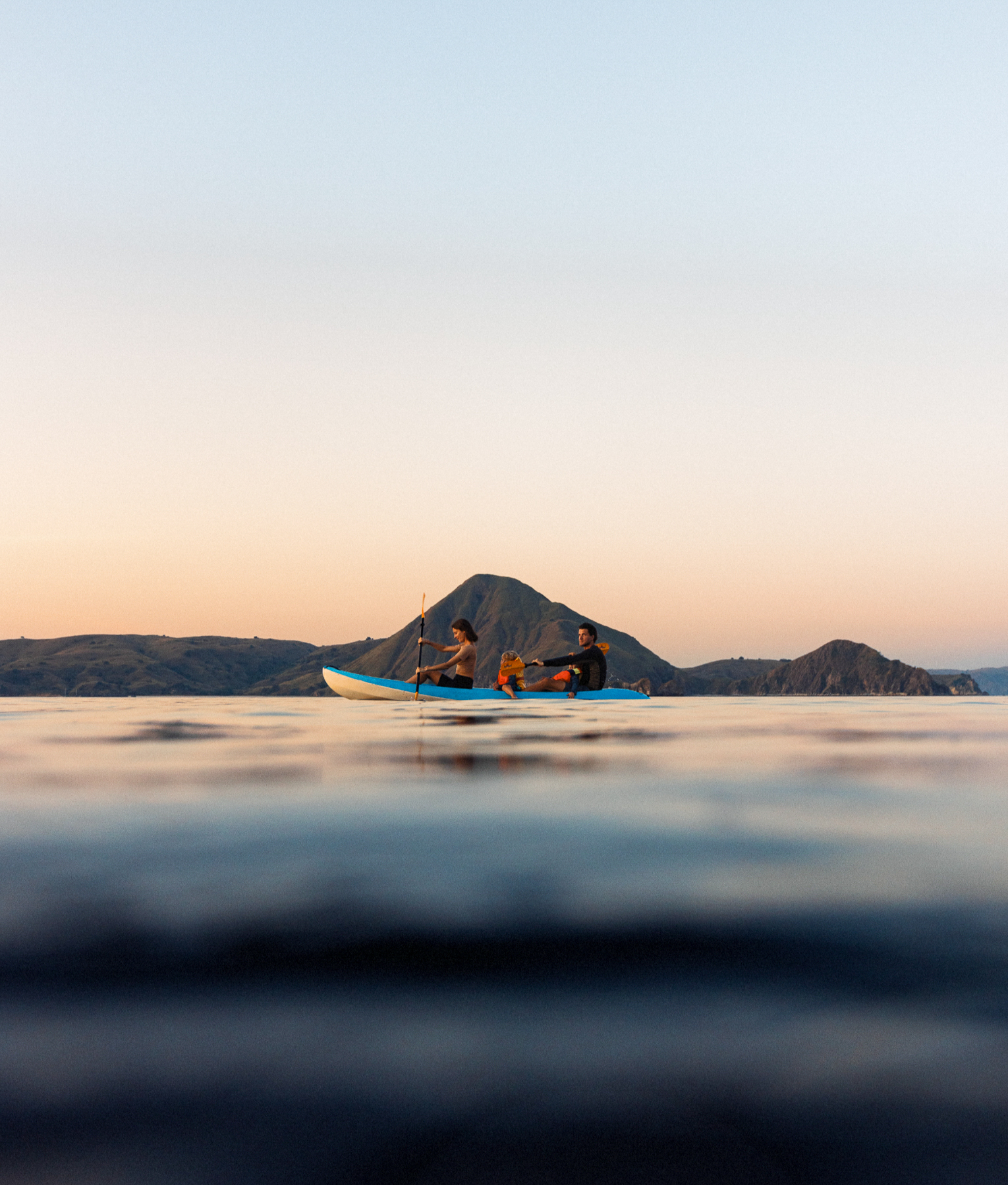 Kayaking form the El Aleph luxury phinisi in Indonesia
