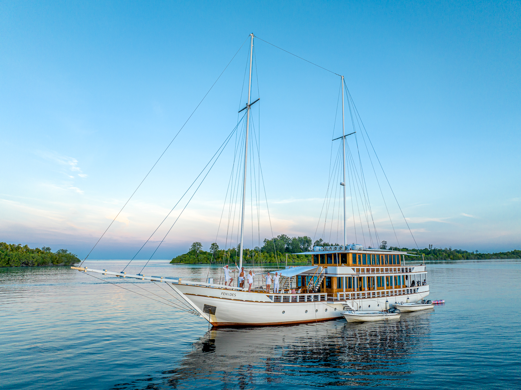 Exterior view of the Fenides luxury phinisi in Indonesia