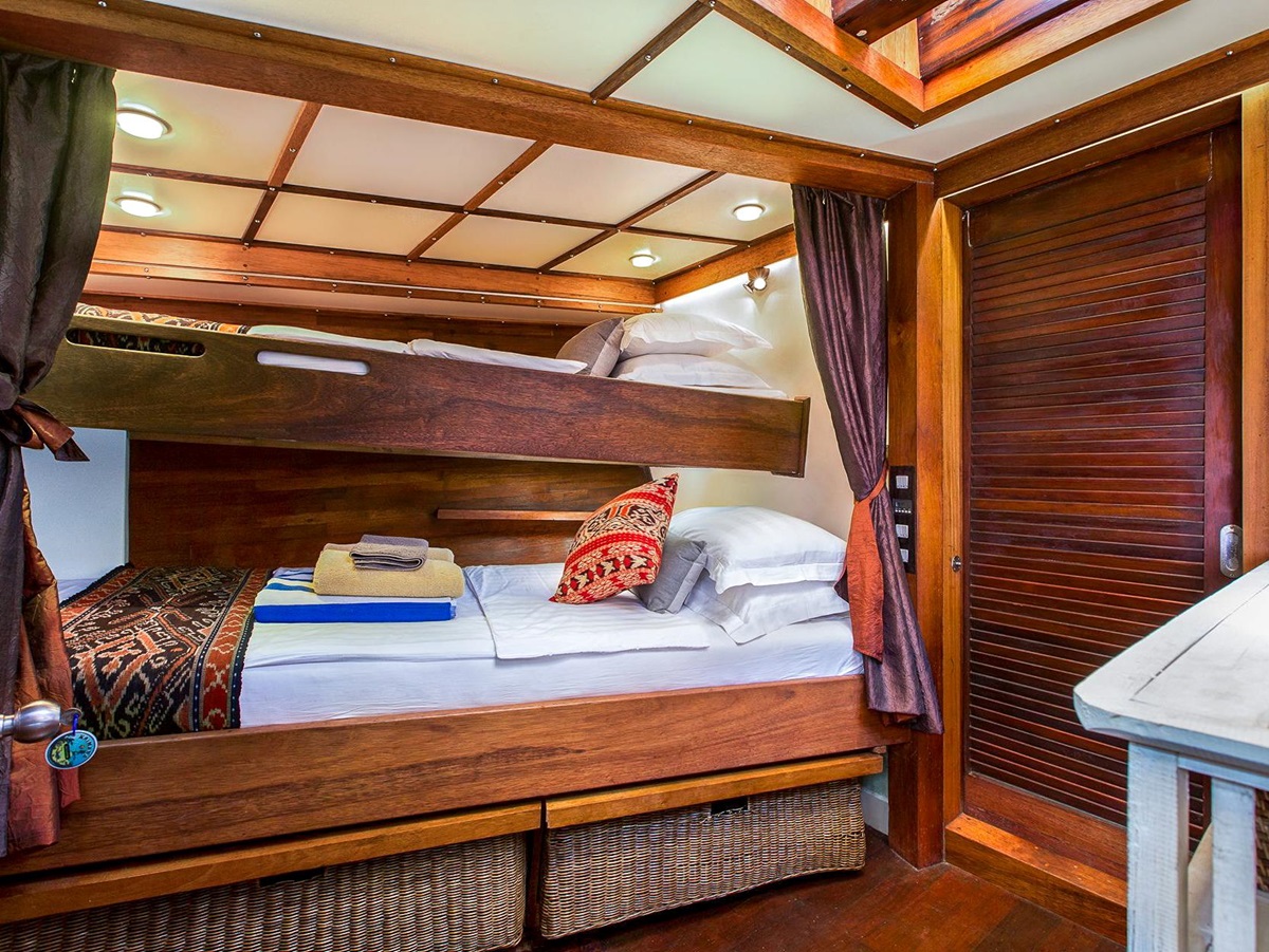 Triple cabin onboard the Katharina luxury phinisi in Indonesia