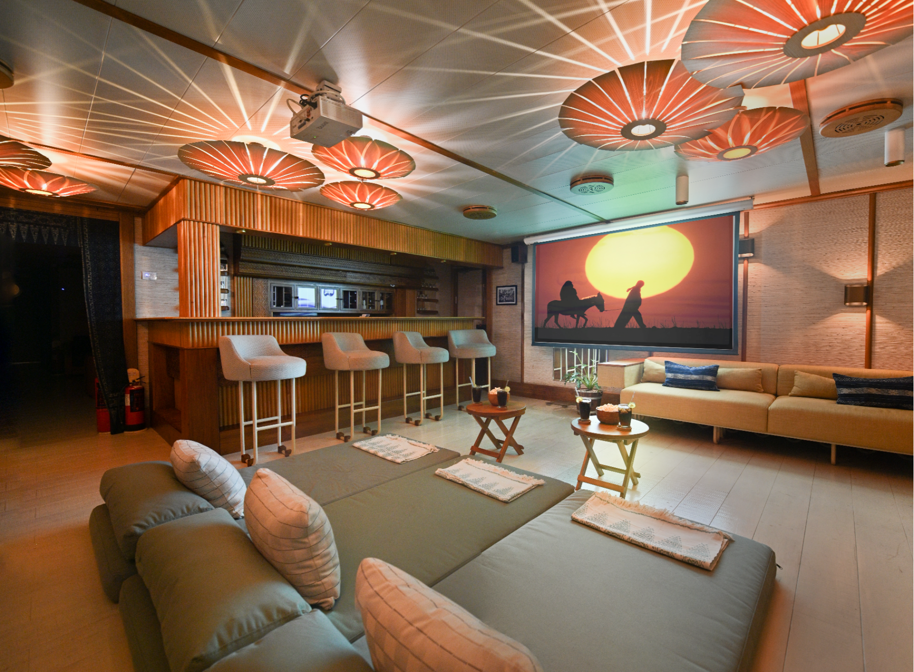 Cinema room on the Kudanil Explorer in Indonesia