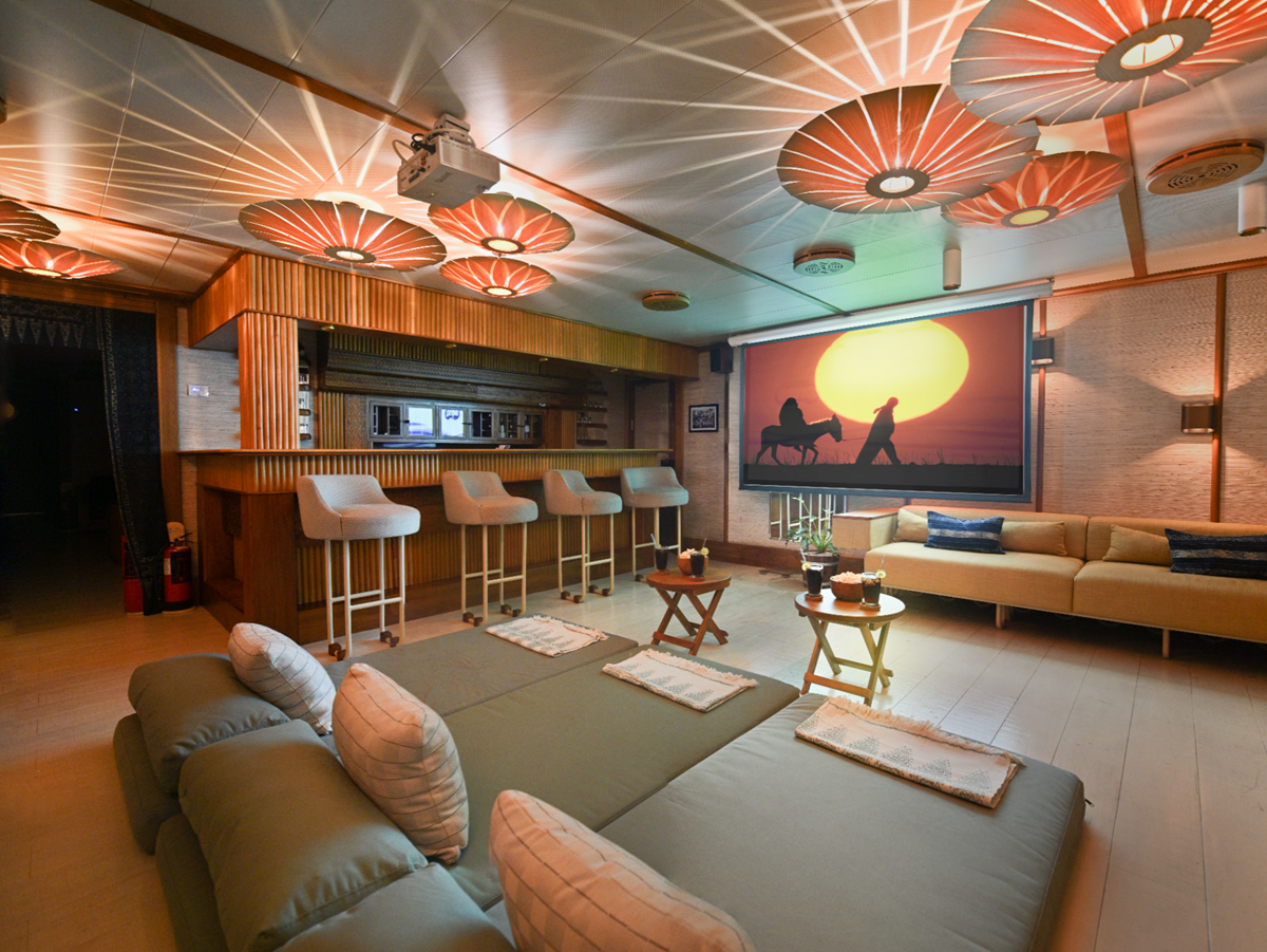 Cinema room on the Kudanil Explorer in Indonesia