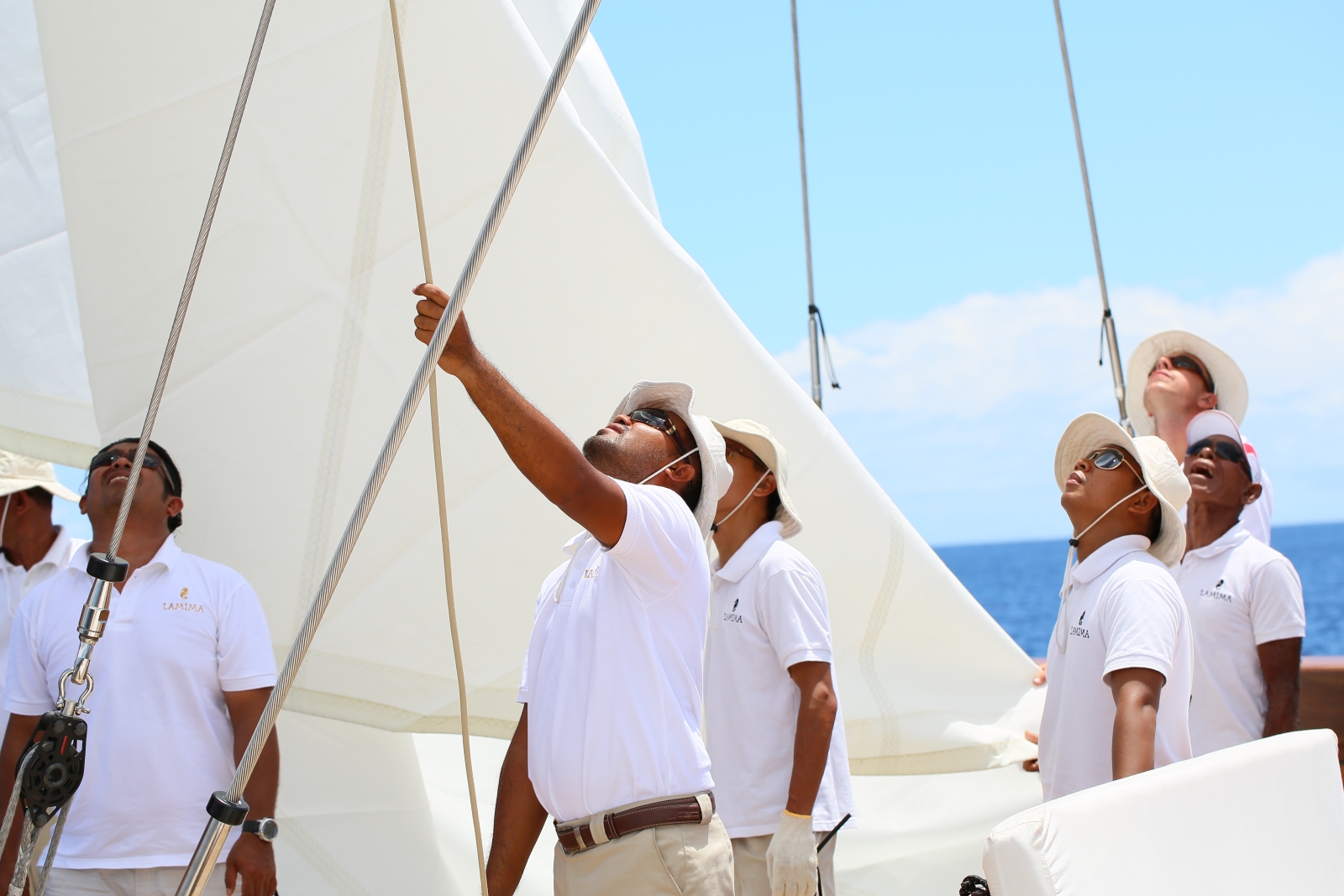 Crew on Deck of Lamima in Indonesia