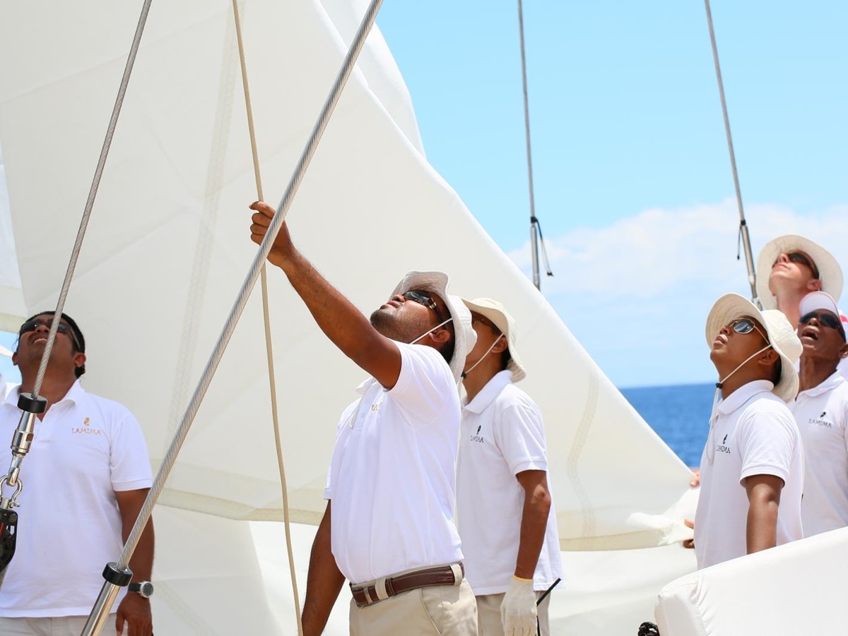 Crew on Deck of Lamima in Indonesia