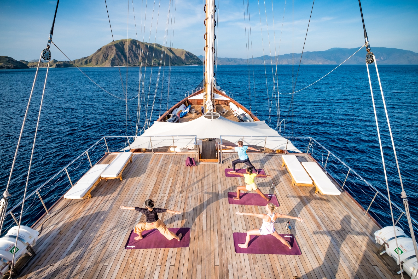 Sundeck and yoga class on board Lamima in Indonesia