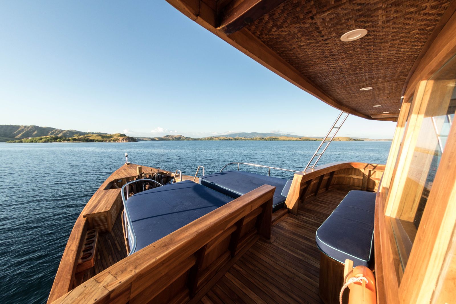 Front deck onboard the the Magia II phinisi on Indonesian waters
