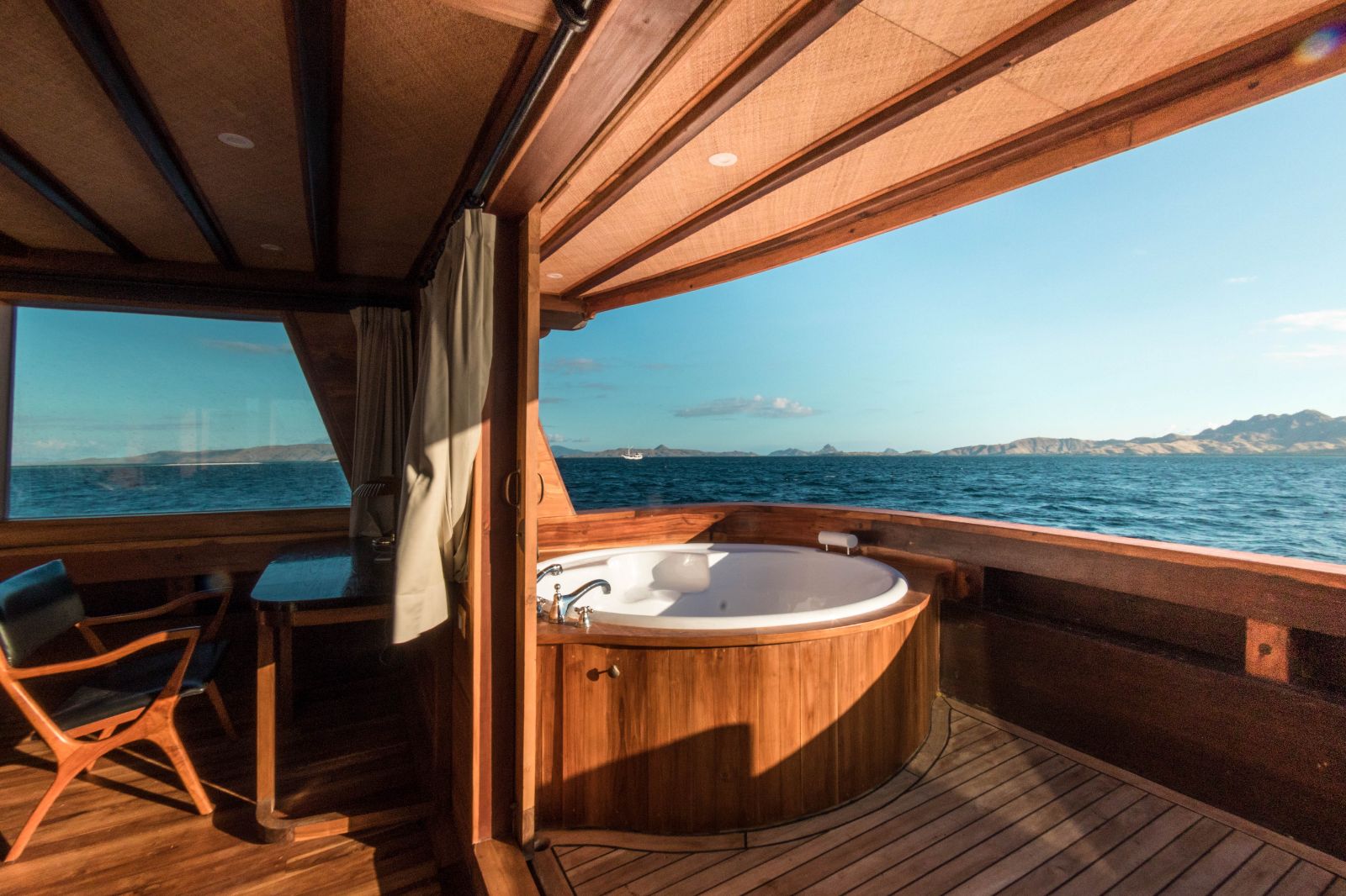 Jacuzzi deck onboard the Magia II phinisi on Indonesian waters