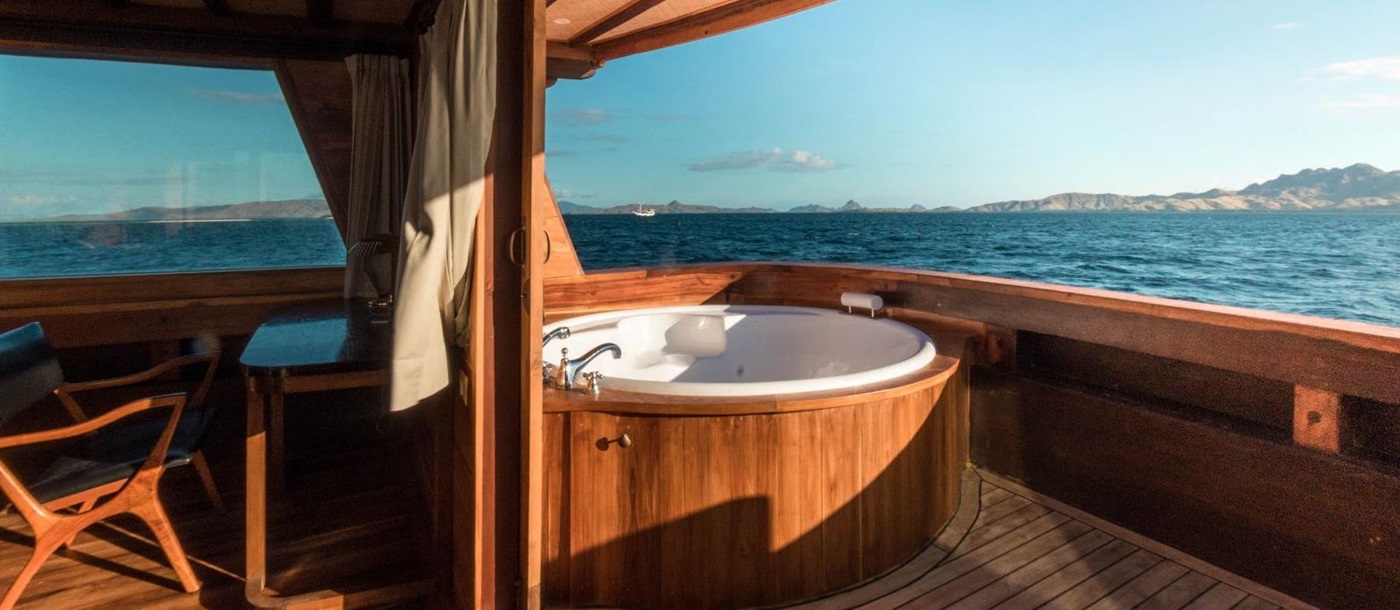 Jacuzzi deck onboard the Magia II phinisi on Indonesian waters
