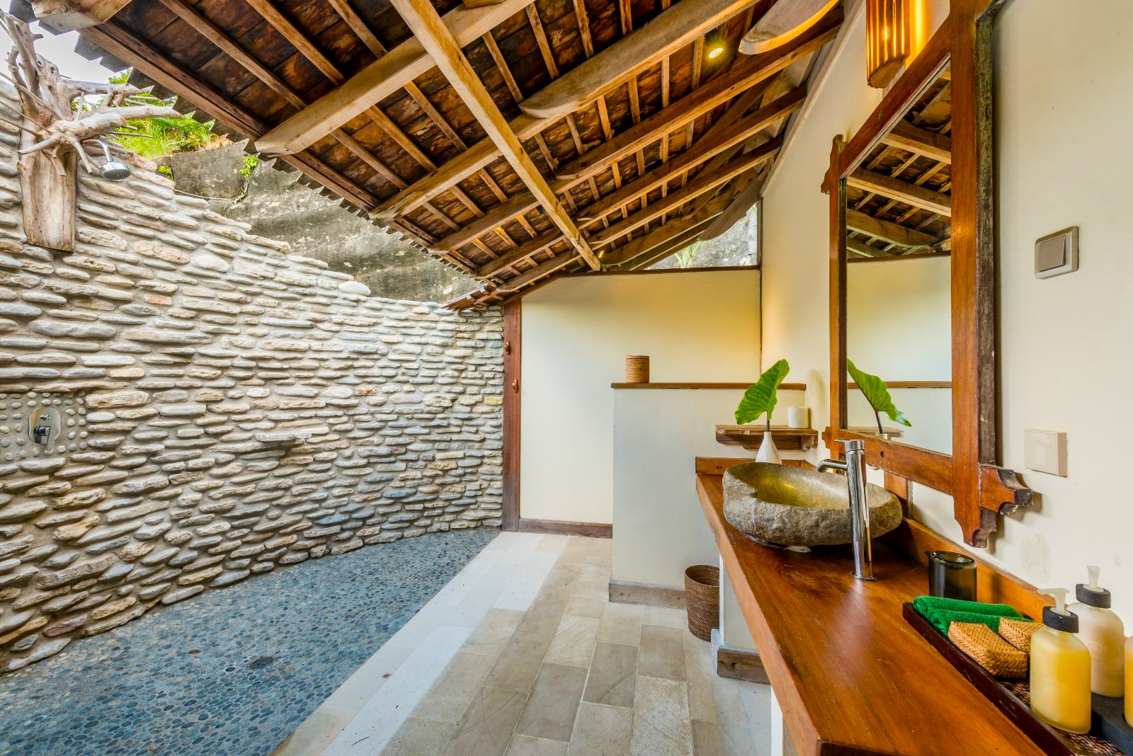 Outdoor bathroom at Misool in Raja Ampat
