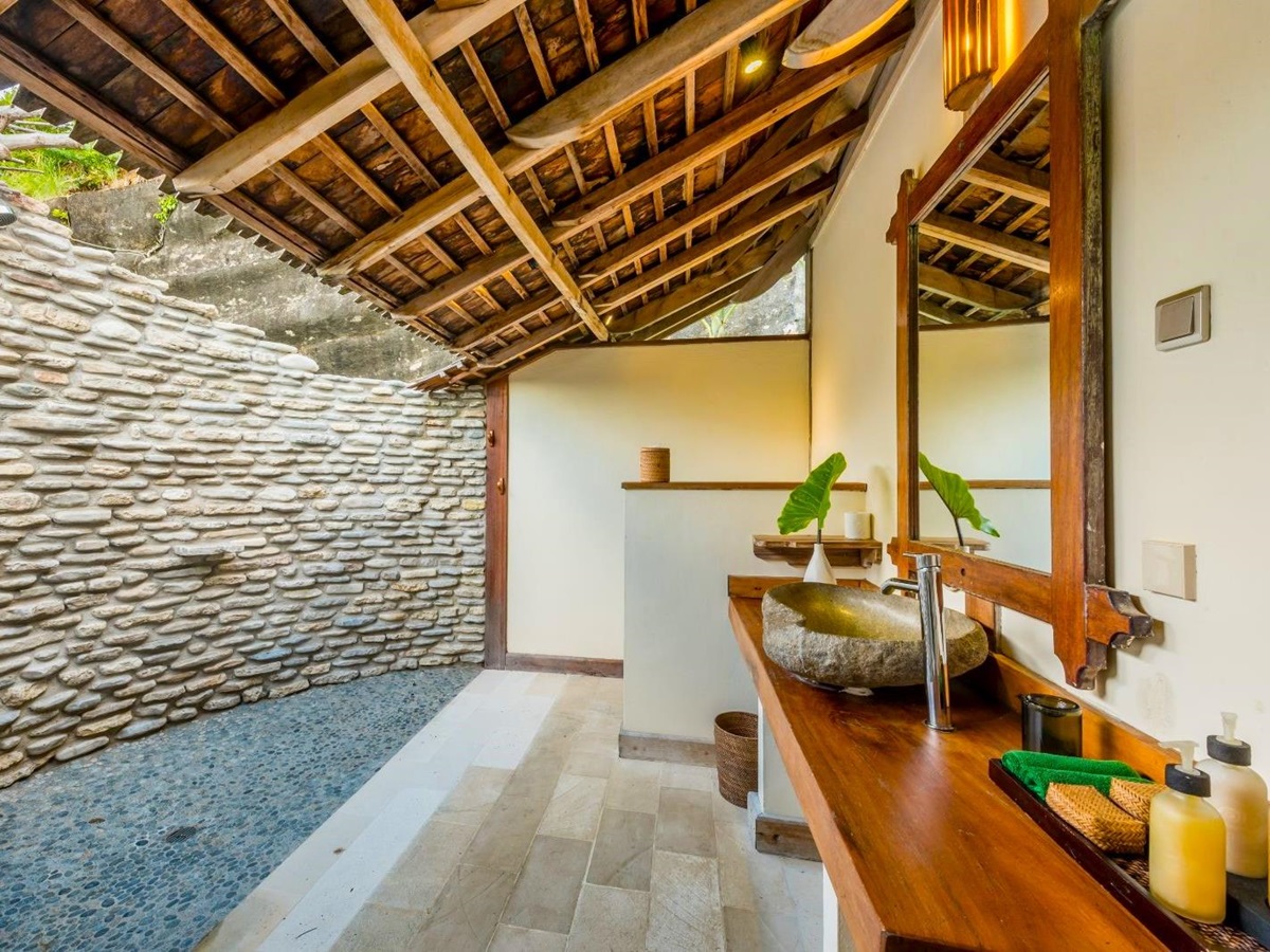 Outdoor bathroom at Misool in Raja Ampat