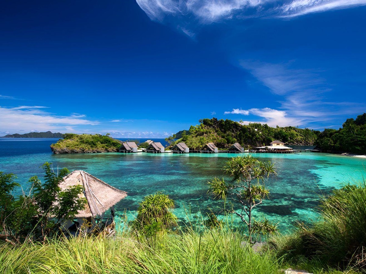 View of Misool resort's lagoon in Raja Ampat