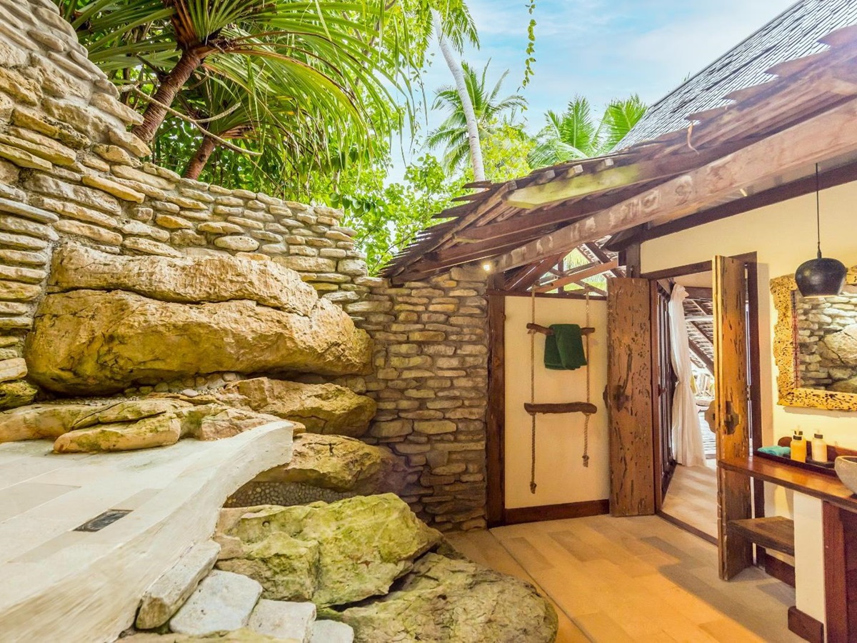Outdoor shower at Misool in Raja Ampat