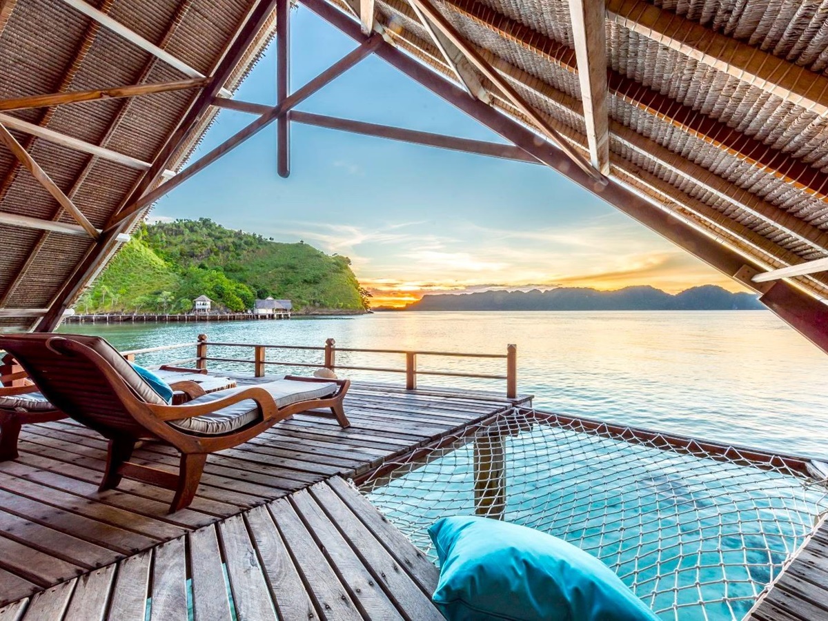 Lagoon villa terrace at Misool resort in Raja Ampat
