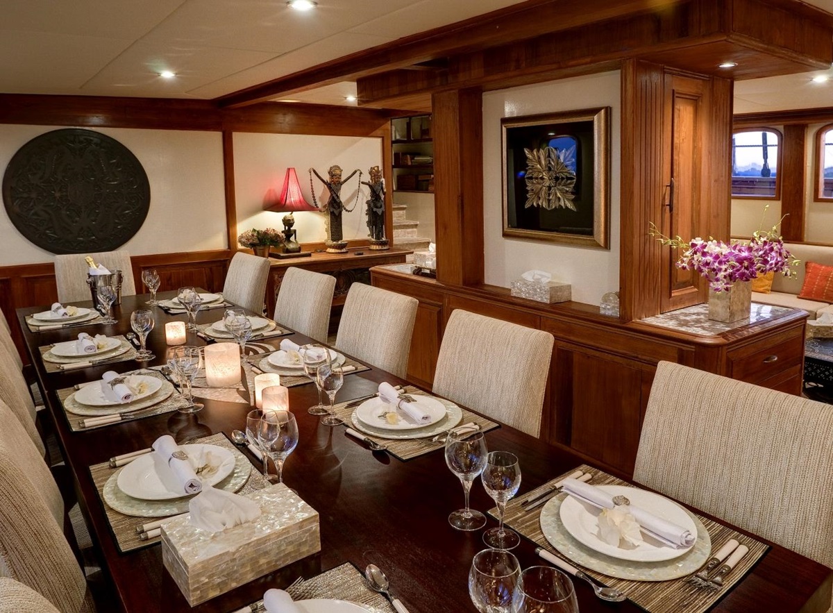 Dining room on board Mutiara Laut