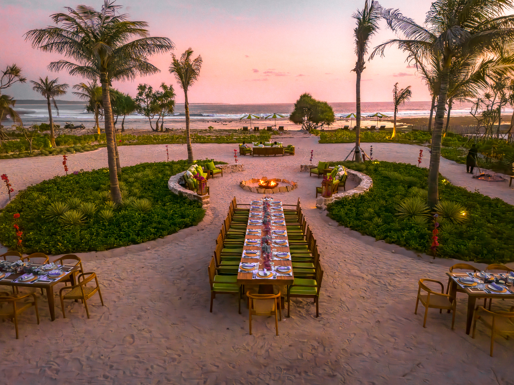 Beach dining setup at NIHI Rote in Indonesia
