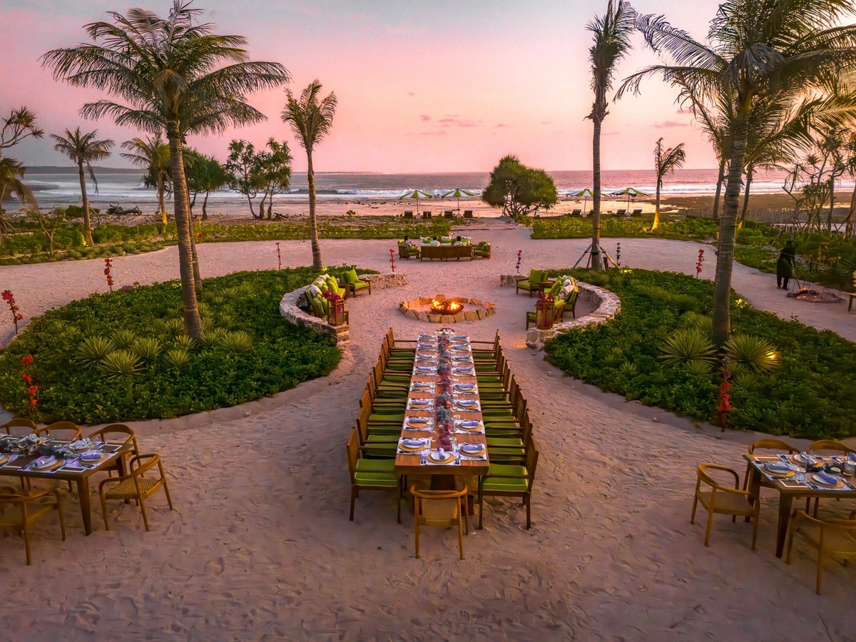 Beach dining setup at NIHI Rote in Indonesia