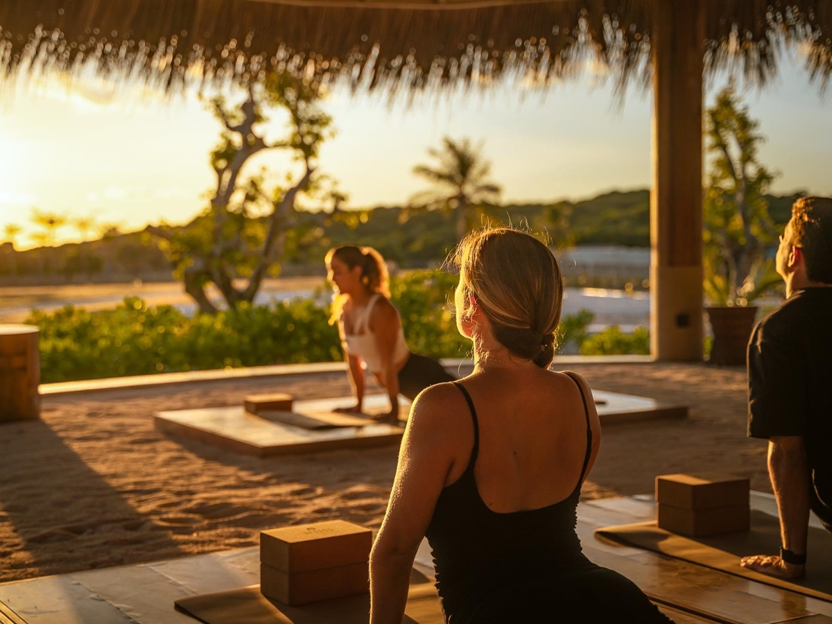Guests doing yoga at NIHI Rote in Indonesia