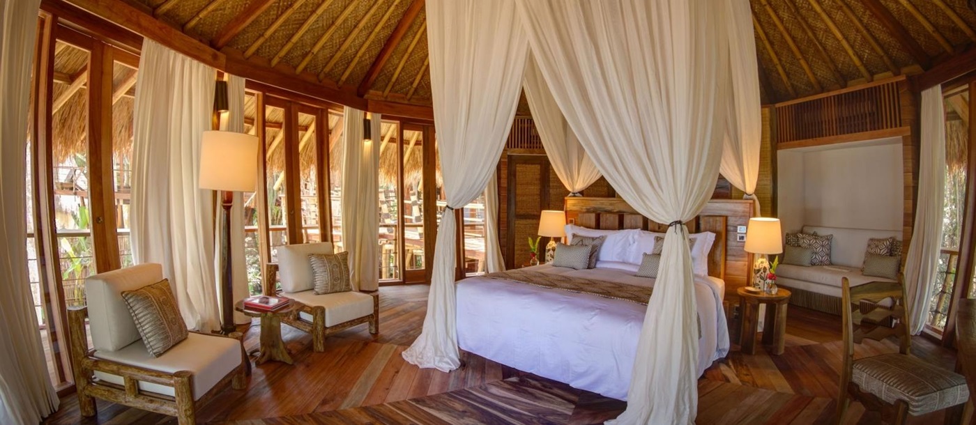 Double bedroom in Mamole villa at Nihiwatu, Indonesia