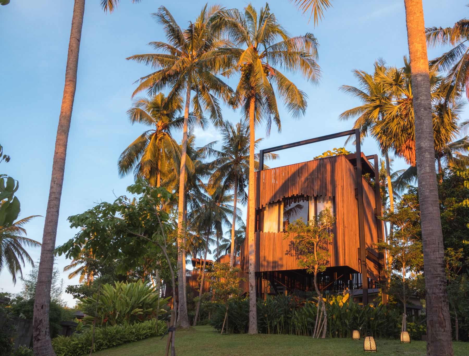 Exterior of a canopy suite at Nirjhara luxury resort in Bali