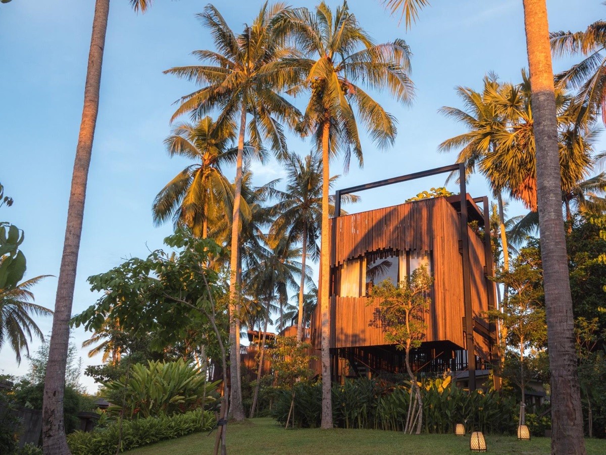 Exterior of a canopy suite at Nirjhara luxury resort in Bali