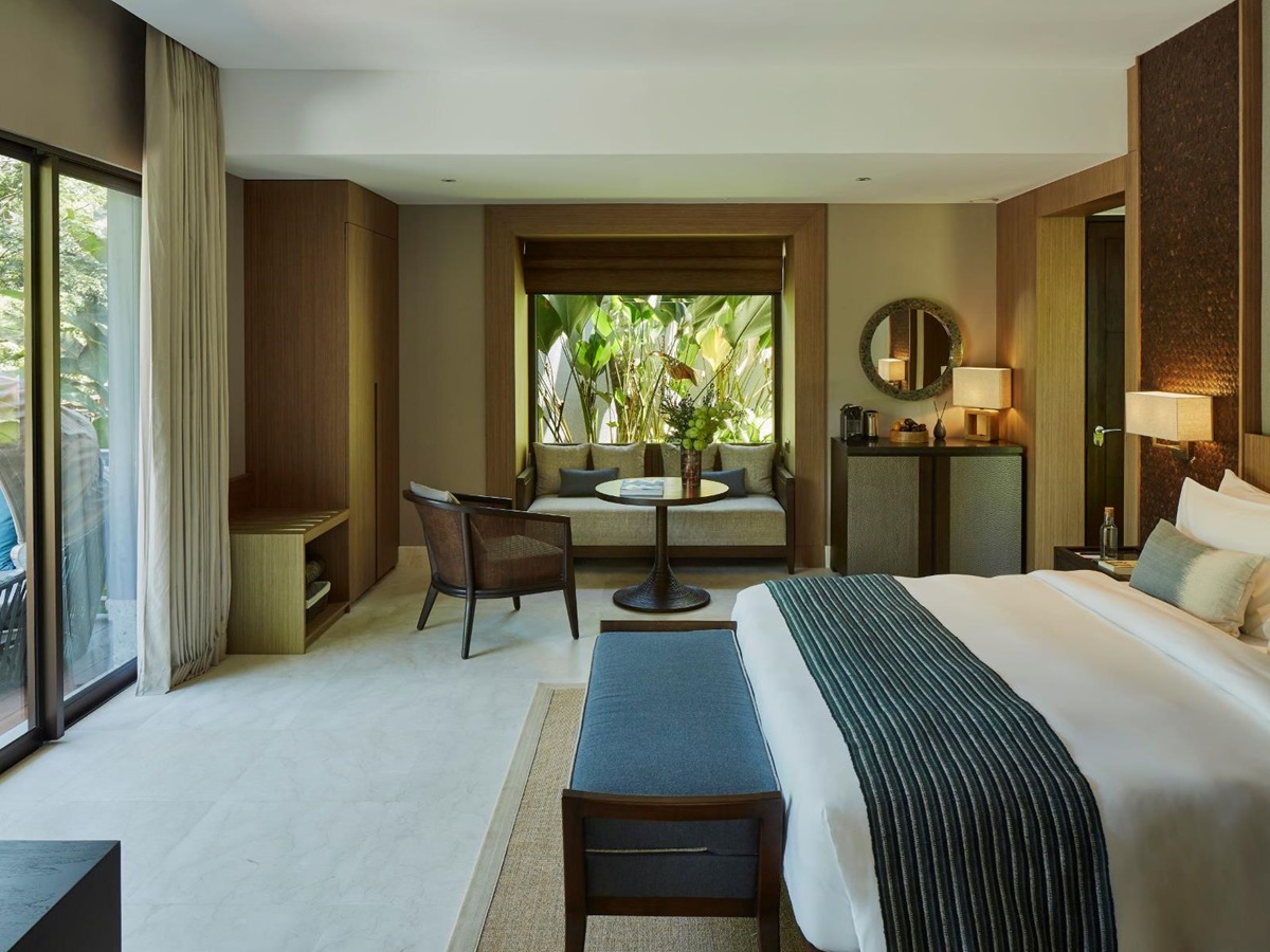 Bed in a Jungle Pool Pavilion at Nirjhara in Bali