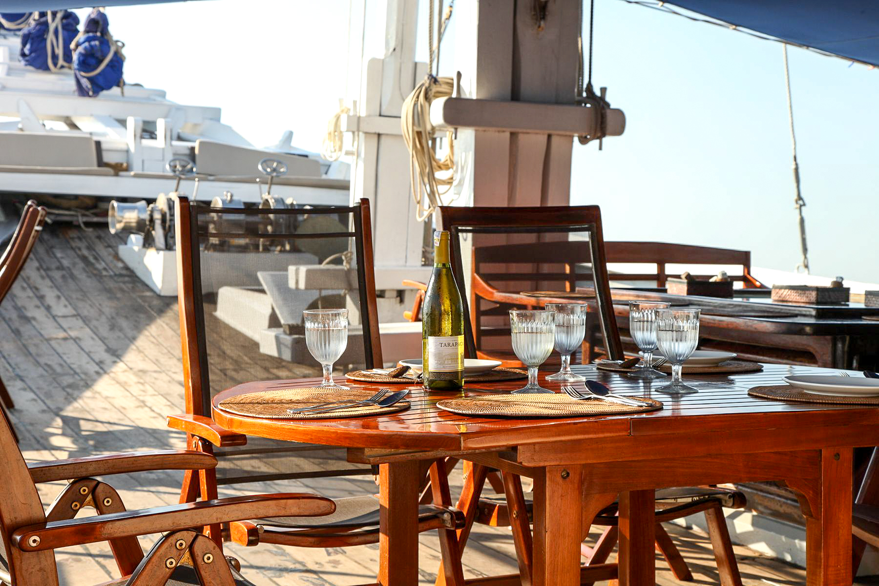 Alfresco dining onboard Ombak Putih in Indonesia