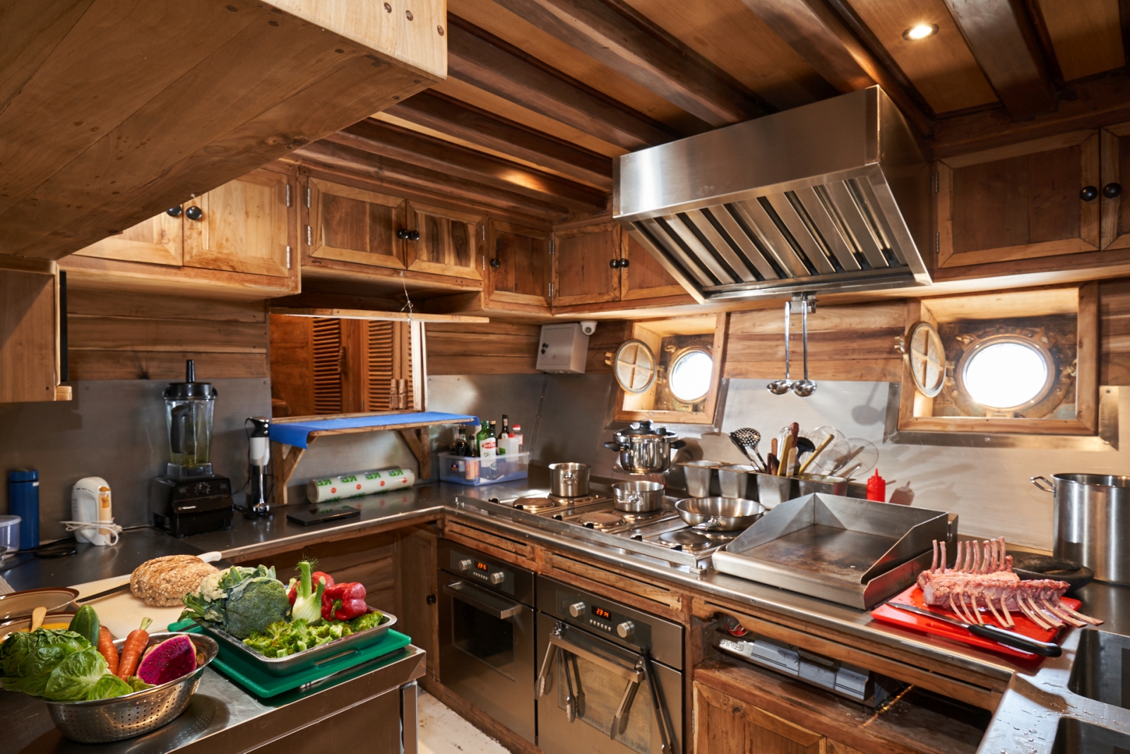 Kitchen with food cooking inside Oracle