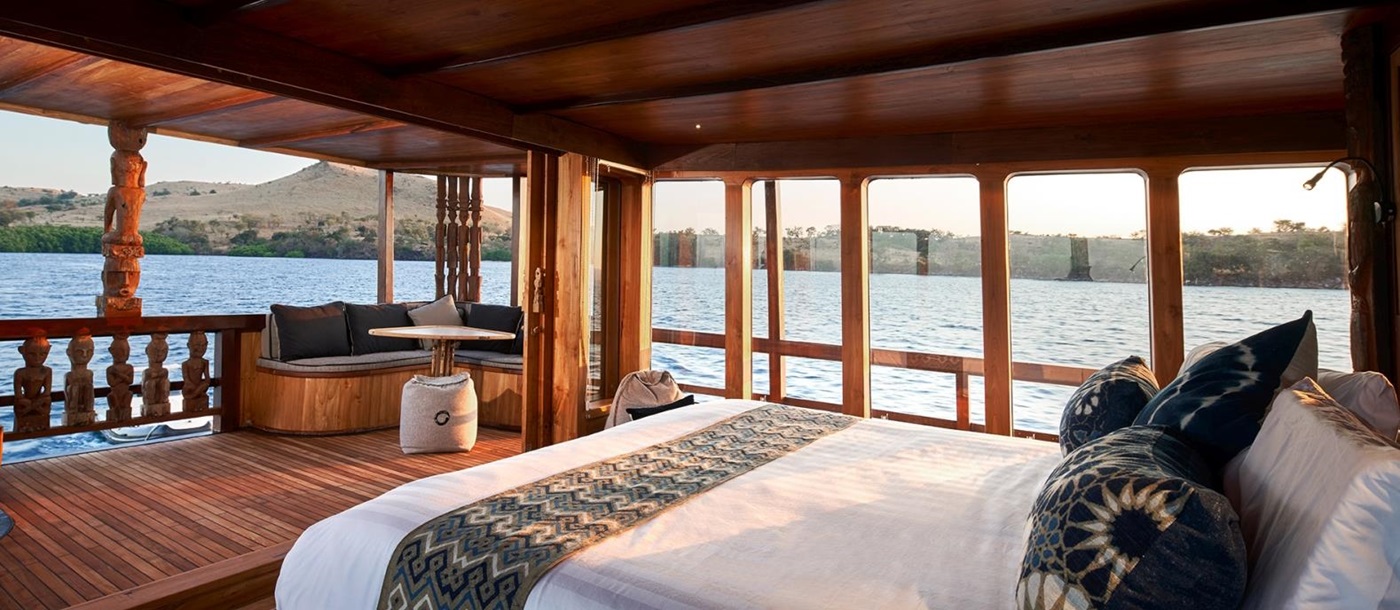 View from Master Bedroom Bed towards island
