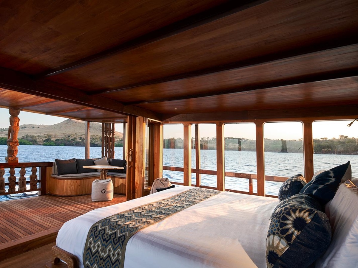 View from Master Bedroom Bed towards island