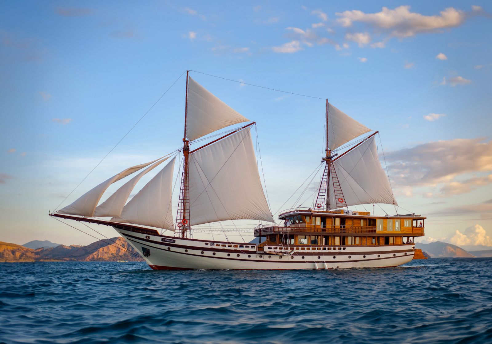 Exterior view of the Prana phinisi in Indonesia