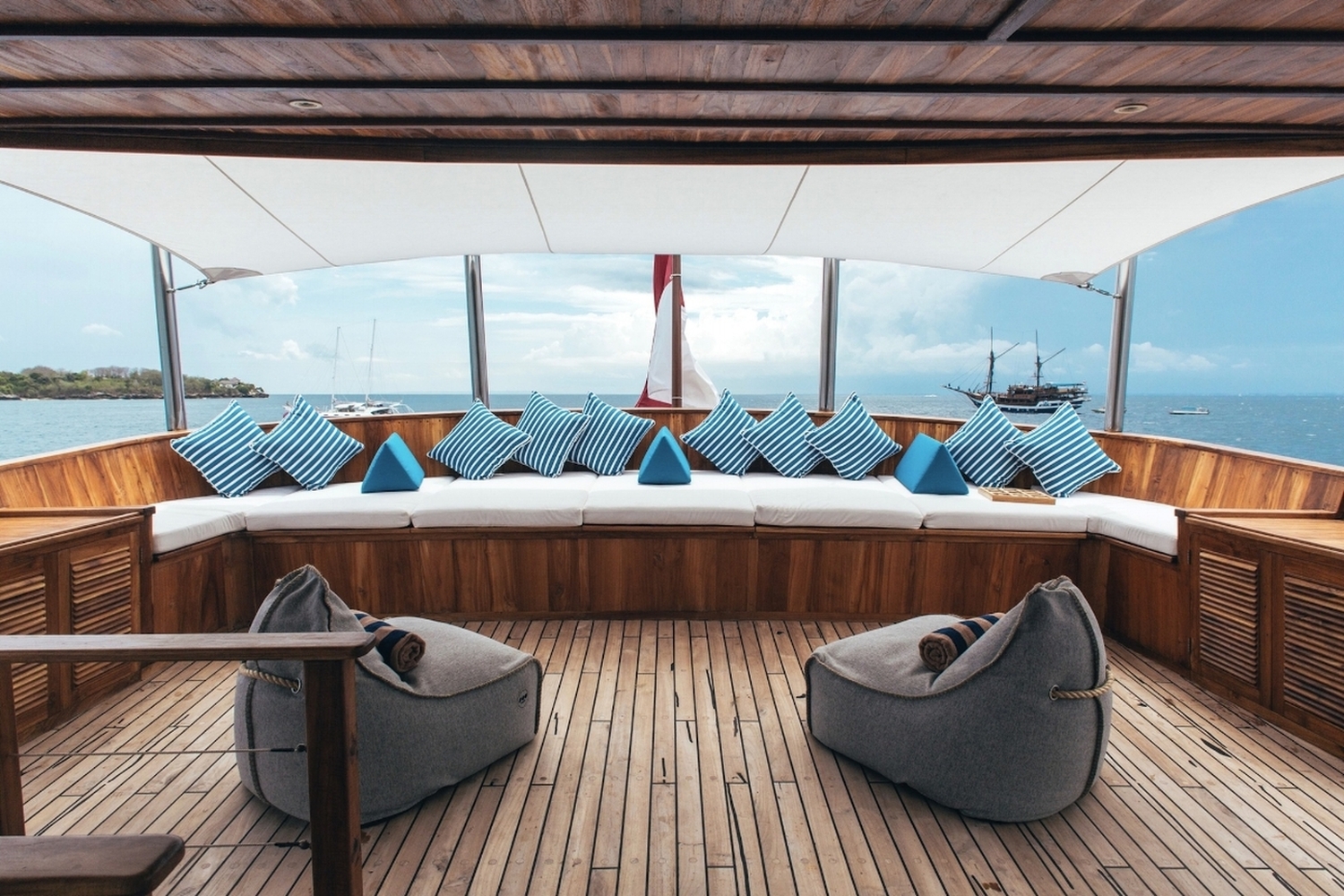 On Deck seating on Rascal in Indonesia