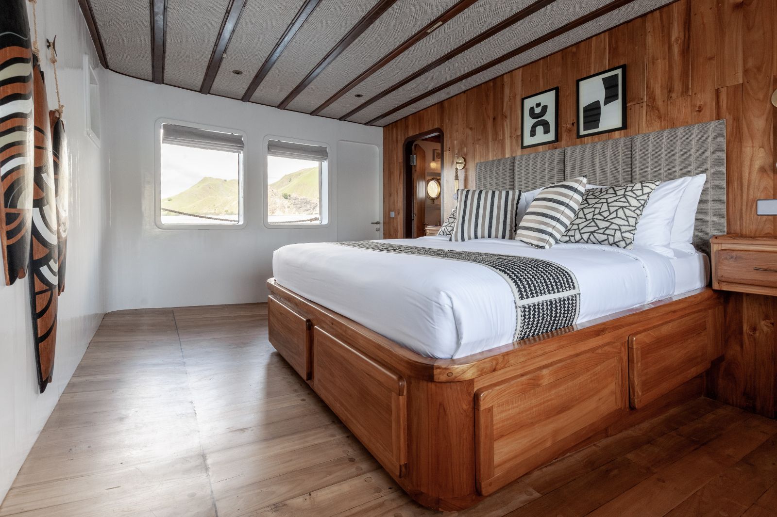 Cabin two bedroom and view on the Rebel phinisi in Indonesia