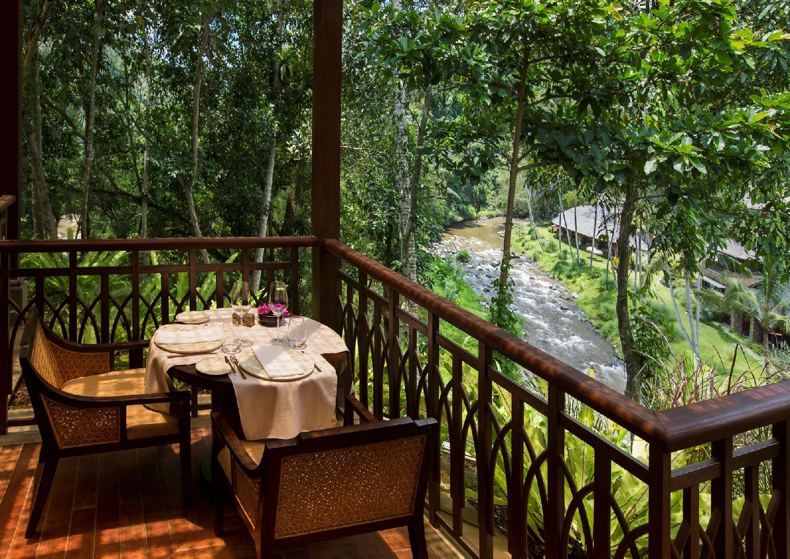 River view terrace at the Ritz Carlton Mandapa Indonesia