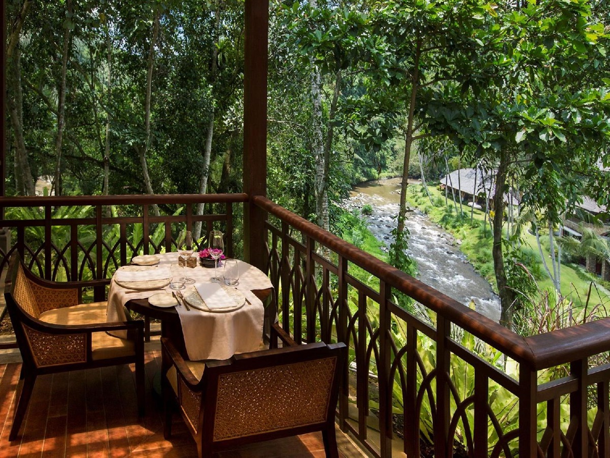 River view terrace at the Ritz Carlton Mandapa Indonesia