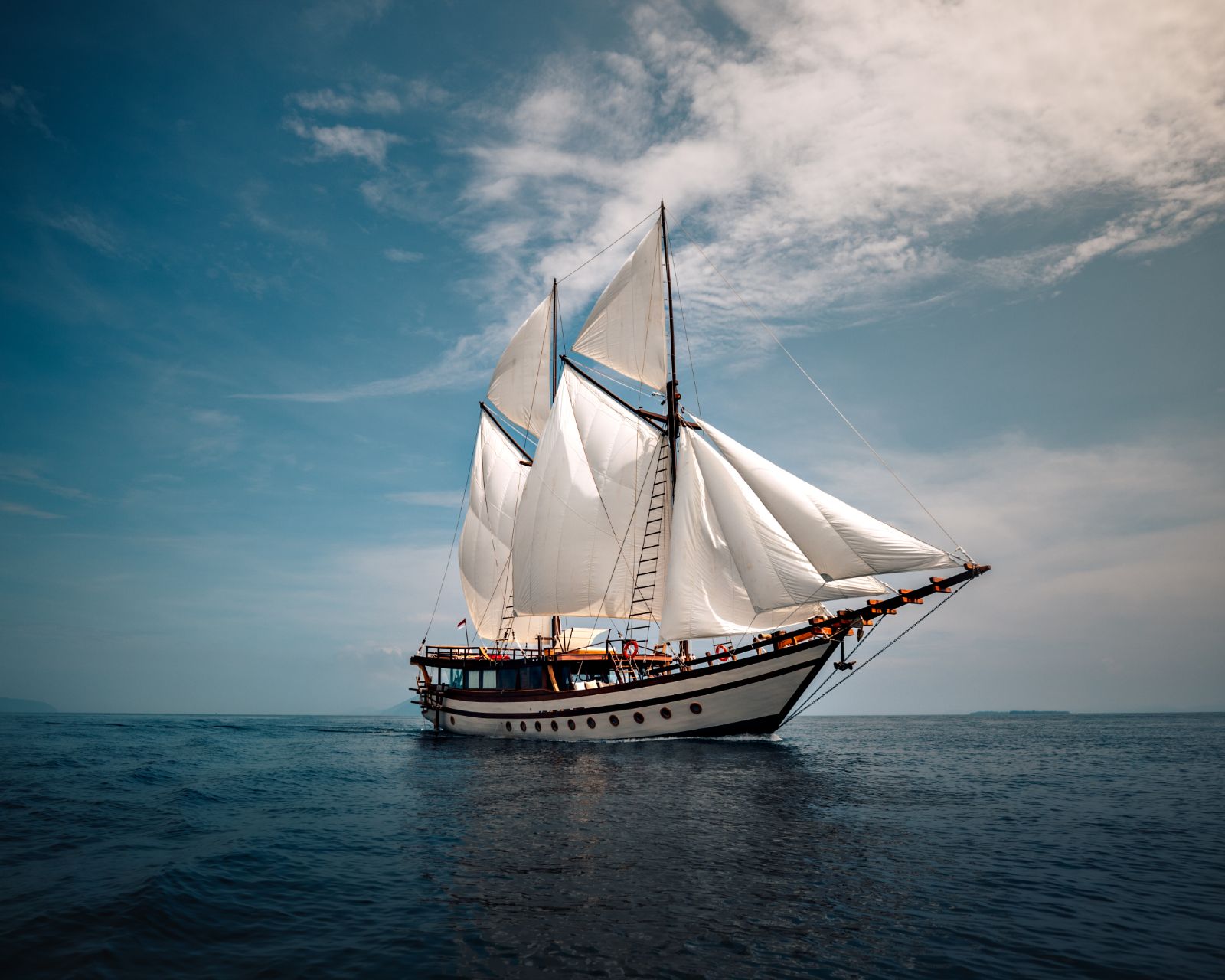 Exterior view of the Senja phinisi in Indonesia