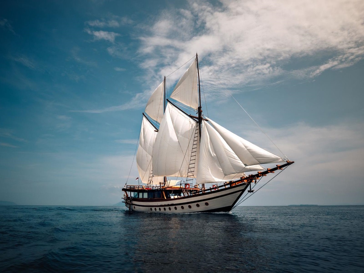 Exterior view of the Senja phinisi in Indonesia